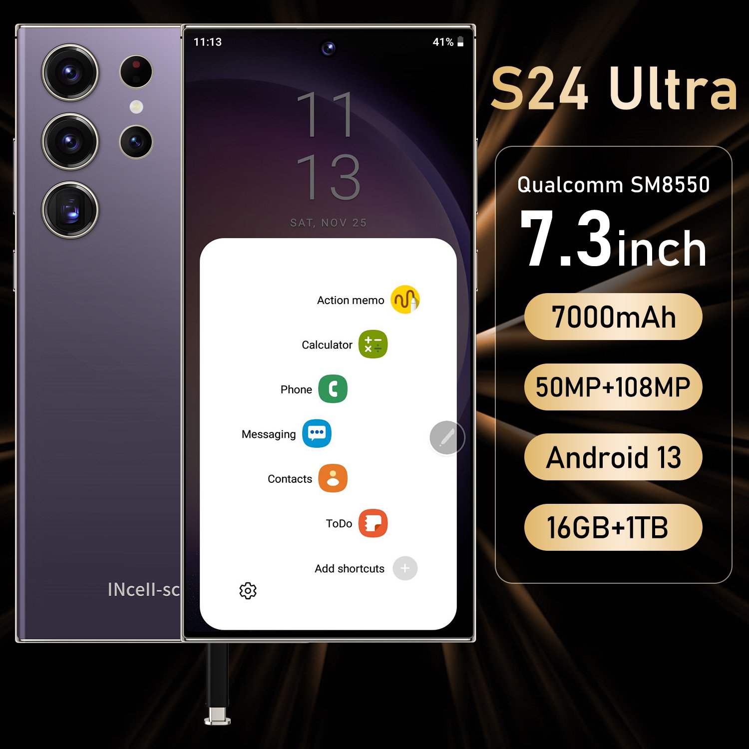 5g Android Smartphone Android 12.0 Mobile Phones Original S24 Ultra 5g Phone 7.3 Inch 16gb Smart Phone