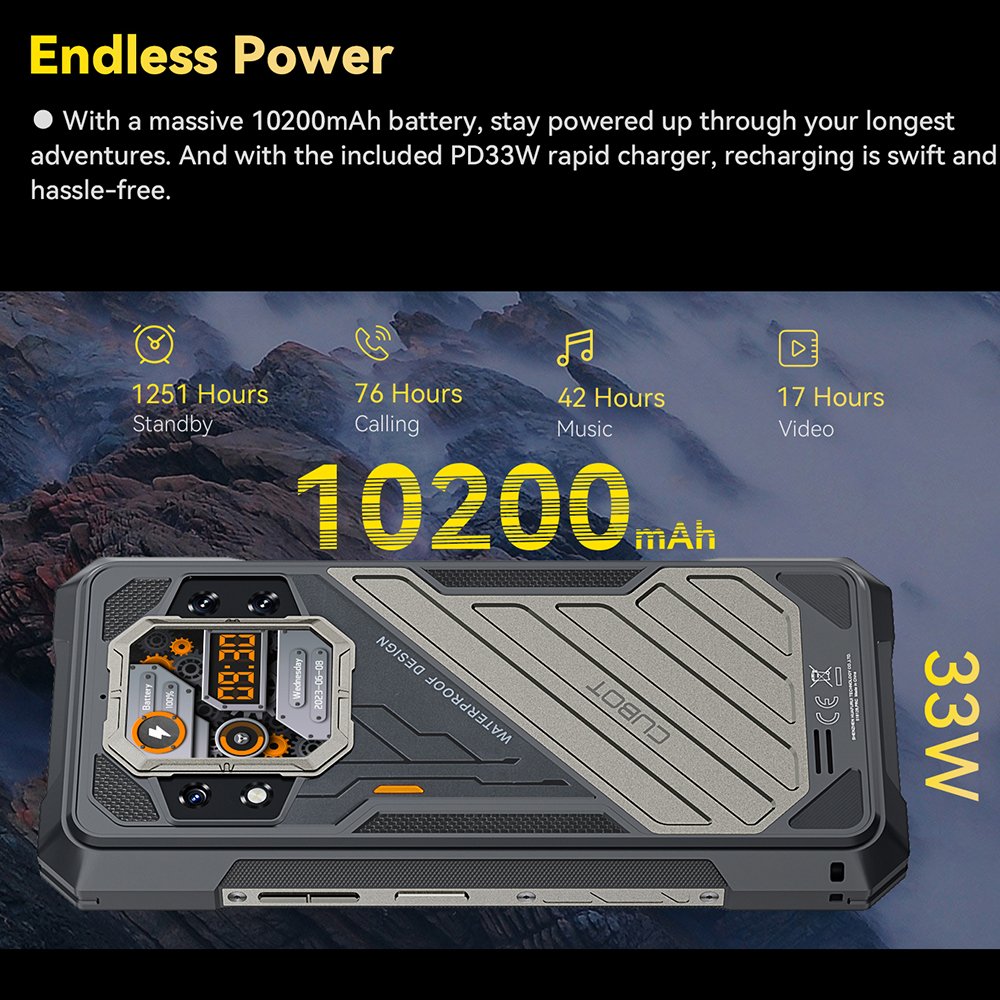 CUBOT KINGKONG X Rugged 5G Smartphone 32GB RAM+256 /512GB ROM 10200mAh 6.583"120Hz Screen NFC WiFi 6 Android 14 Smart Phone