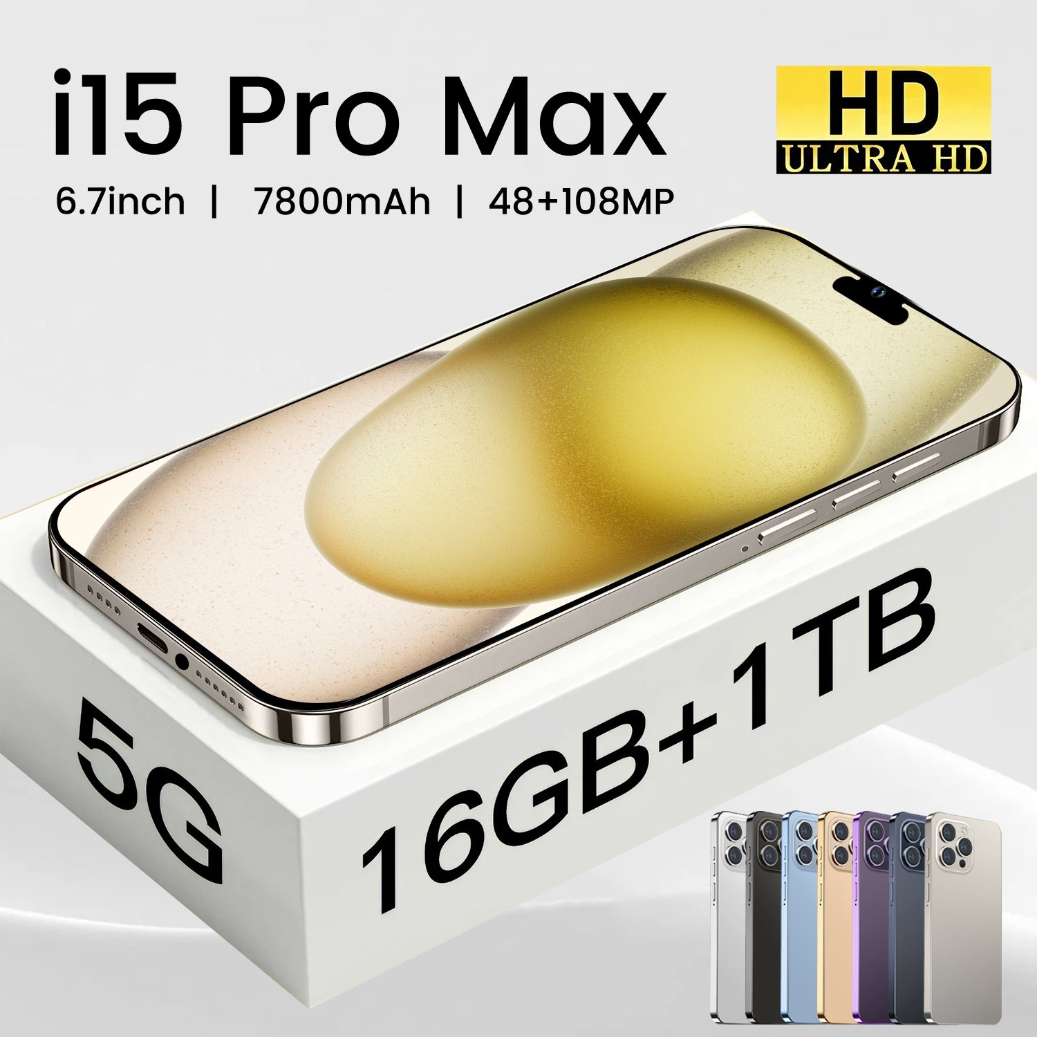 Factory Direct Sale 15 Pro Max 6GB+512GB unlocked 5G smartphone 8800Mah fast charging 6.7inch large screen Android phone