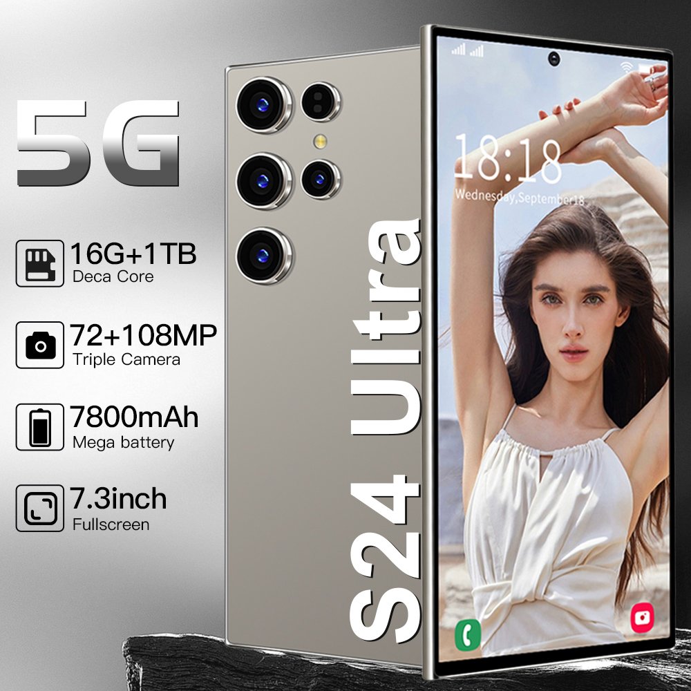 Gloabal Version phones S24 ultra 5G Smartphones 16GB+1TB 7.3inches HD screen Dual SIM Android 14 Cellphone Mobile Phone