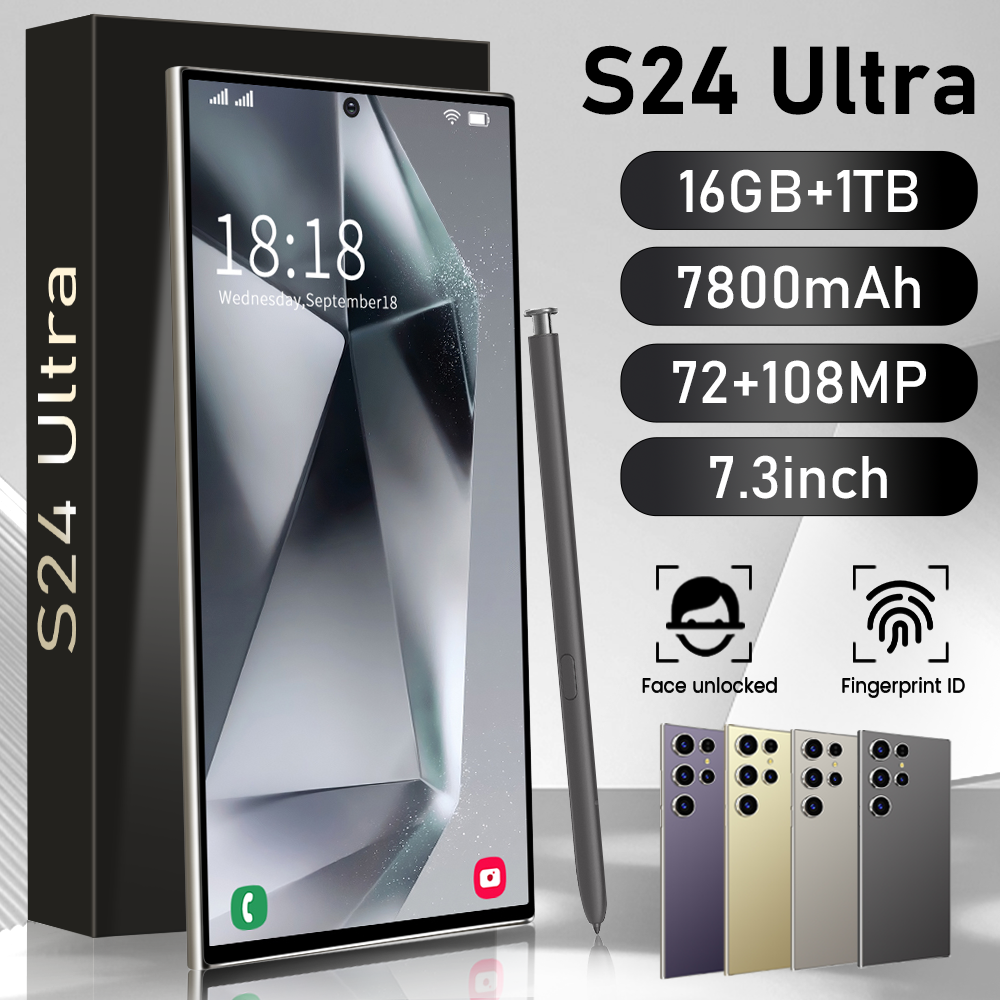 Gloabal Version phones S24 ultra 5G Smartphones 16GB+1TB 7.3inches HD screen Dual SIM Android 14 Cellphone Mobile Phone