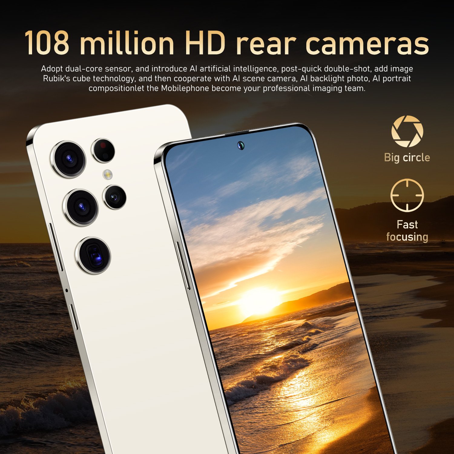 Imitate Samsung S23 Ultra Cellphone 3GB+64GB Smartphone Original 6.8inch Unlocked Dual Card 4G Smart Phone HD OEM New Smartphone