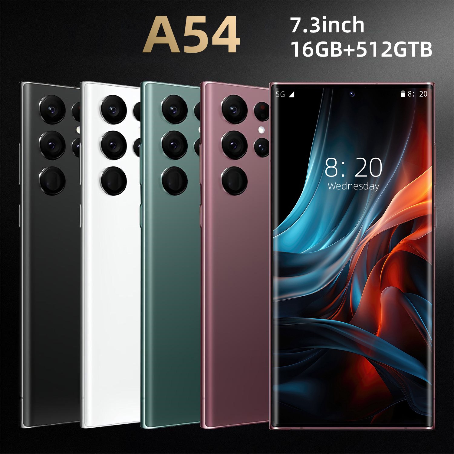 High quality Galaxy A54 5G Smartphone cell phone google AI 16GB+512GB 7.0inch Full screen Dual Sim Unlocked Android Mobile phone