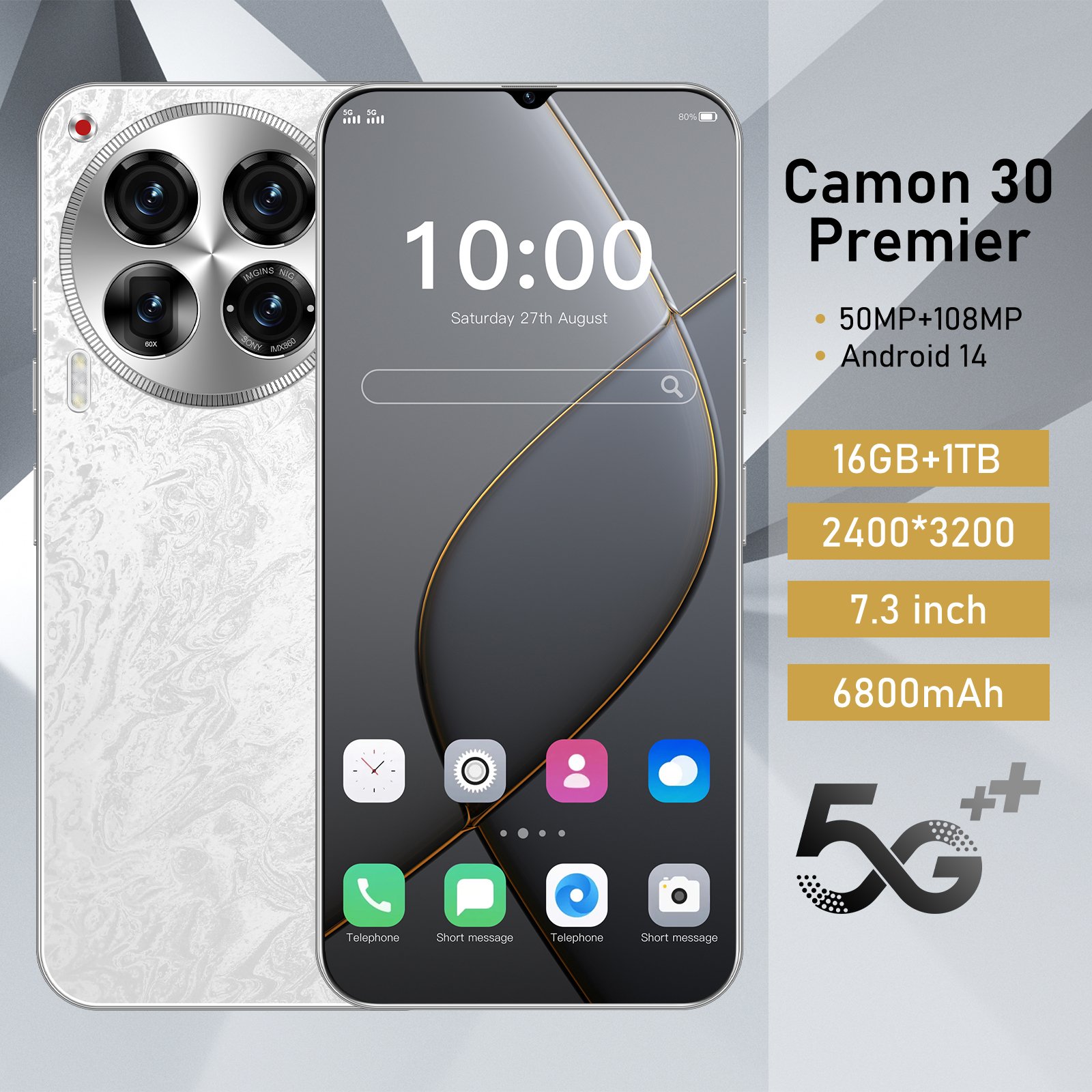 New Original Camon30 Preinier 7.3 inch 16GB+1TB Android smartphone 5G LET phone HD screen Unlocked Mobile phone