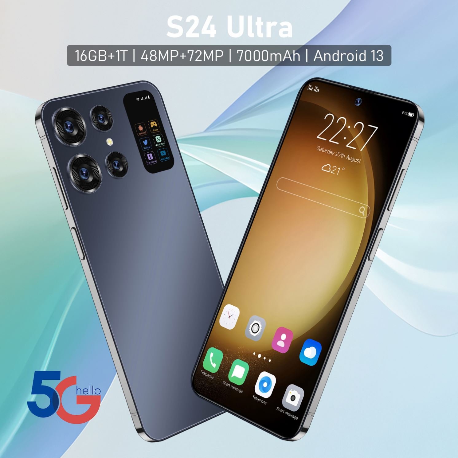 2024 Original unlocked for Sansung S24 Ultra 5G Smartphone 6.8 inch Android 11 Global Version 16GB+512GB Dual SIM Mobile phones