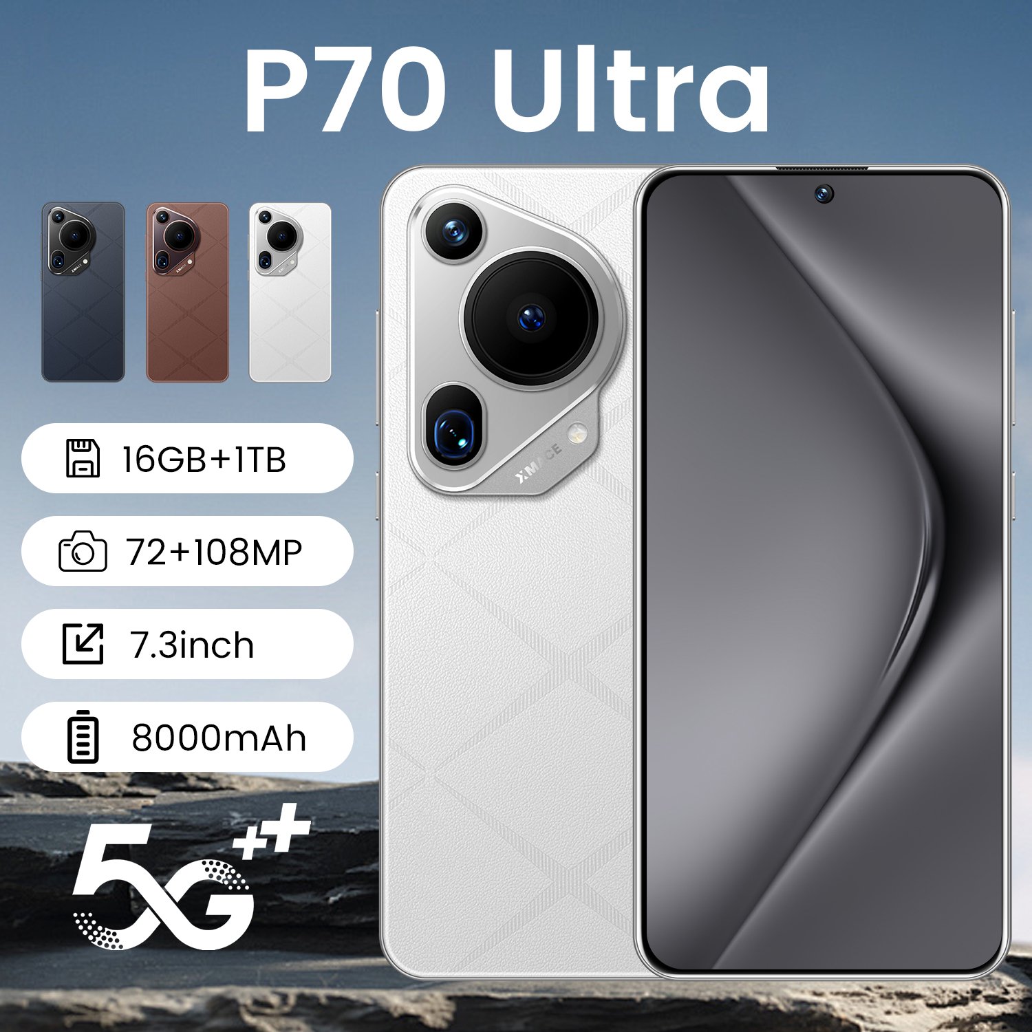 2024 Global P70 Ultra 5G Smartphone HD 72MP+108MP 16GB+1TB Memory 4G LTE Connectivity for Gaming