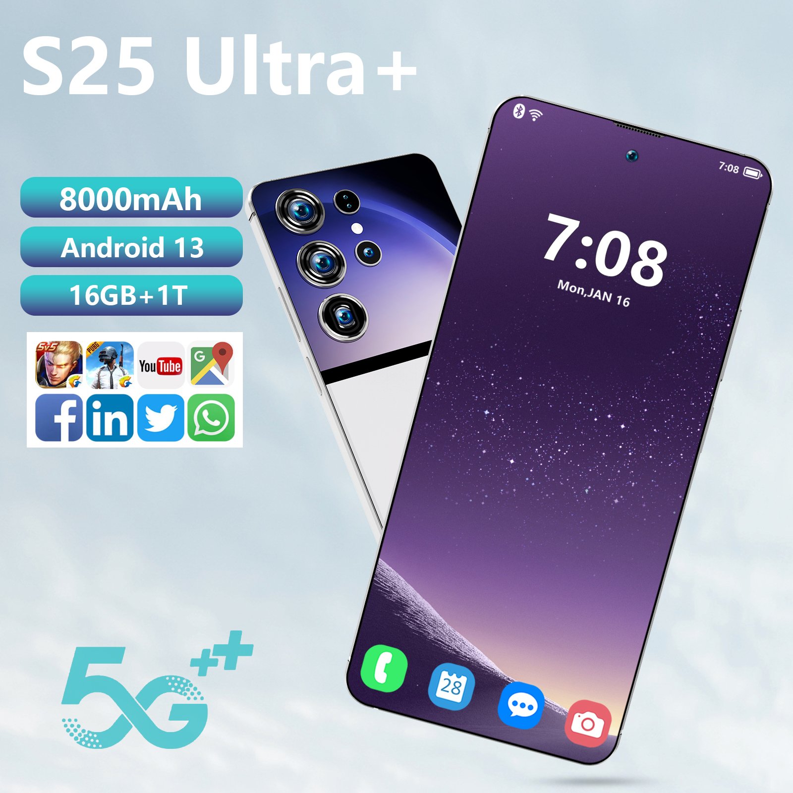 Brand New phone S25+ ULTRA Android 5G Smartphone 16GB+1TB Original 7.3-inch Wholesale price Mobile Phone smart phone