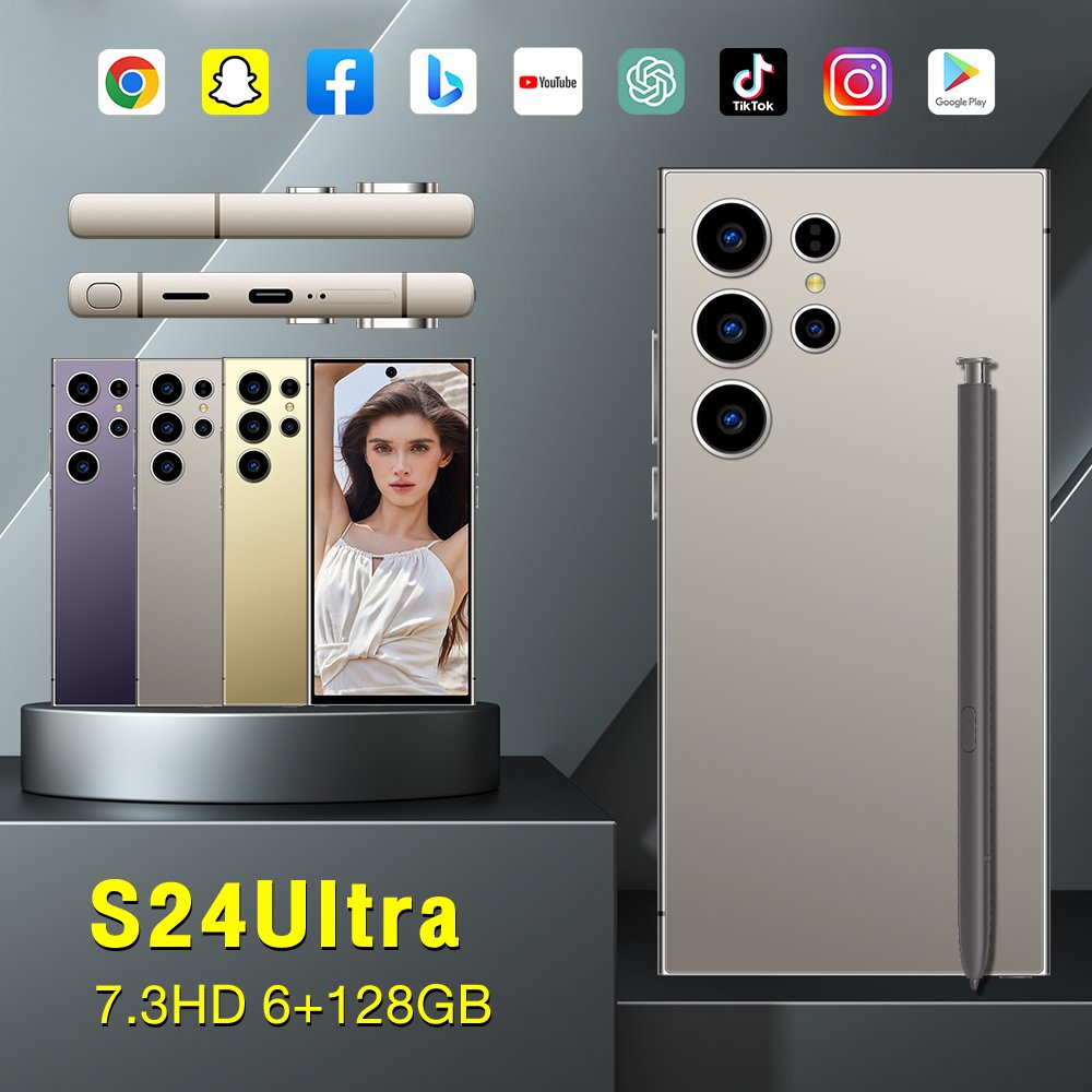 best selling S-Pen android phone 6+128G Galaxy S24 Ultra smartphone 7.3inch telephone Fast Charging Unlock 4G WIFI S23 S24
