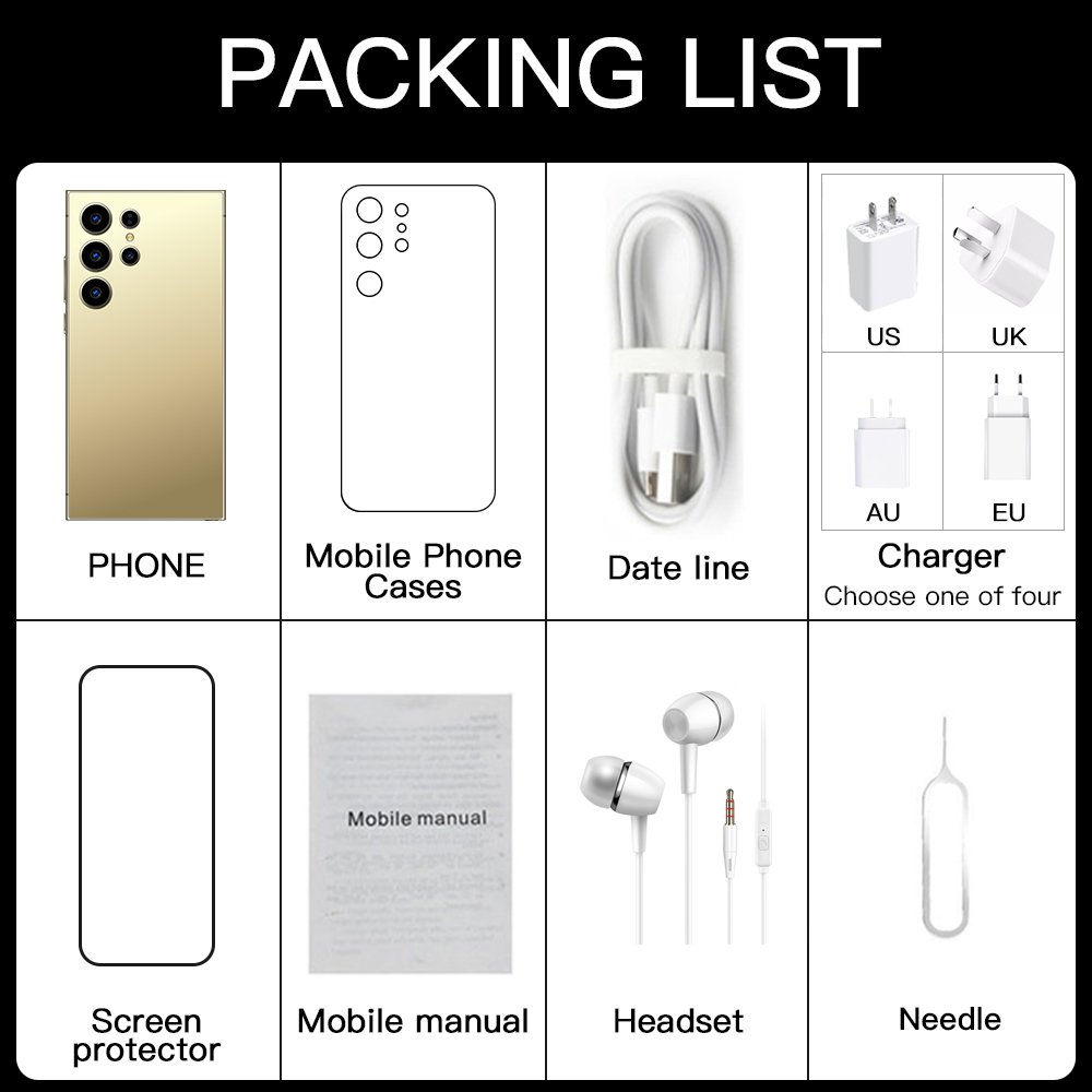 best selling S-Pen android phone 6+128G Galaxy S24 Ultra smartphone 7.3inch telephone Fast Charging Unlock 4G WIFI S23 S24