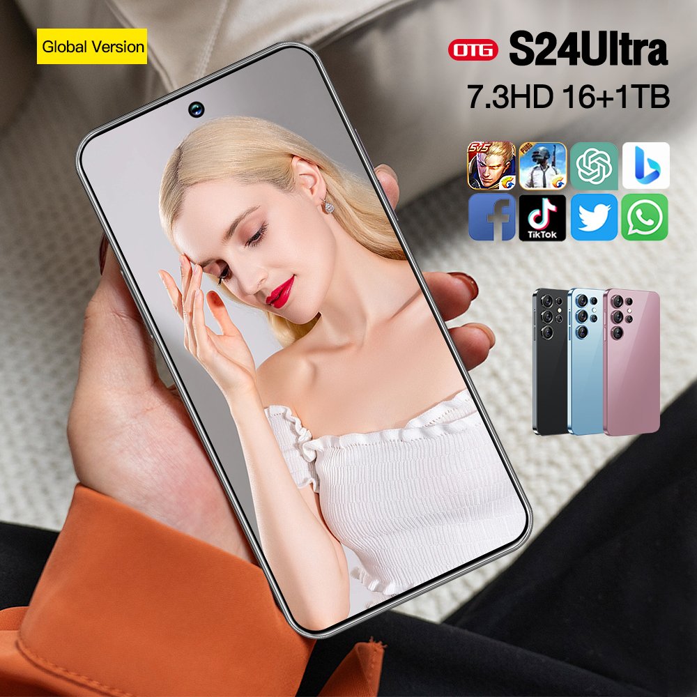 Popular telephone 7.3 inch galaxy s24 ultra phone mobile phones 5G smartphone 16G+1TB cell phones smartphones