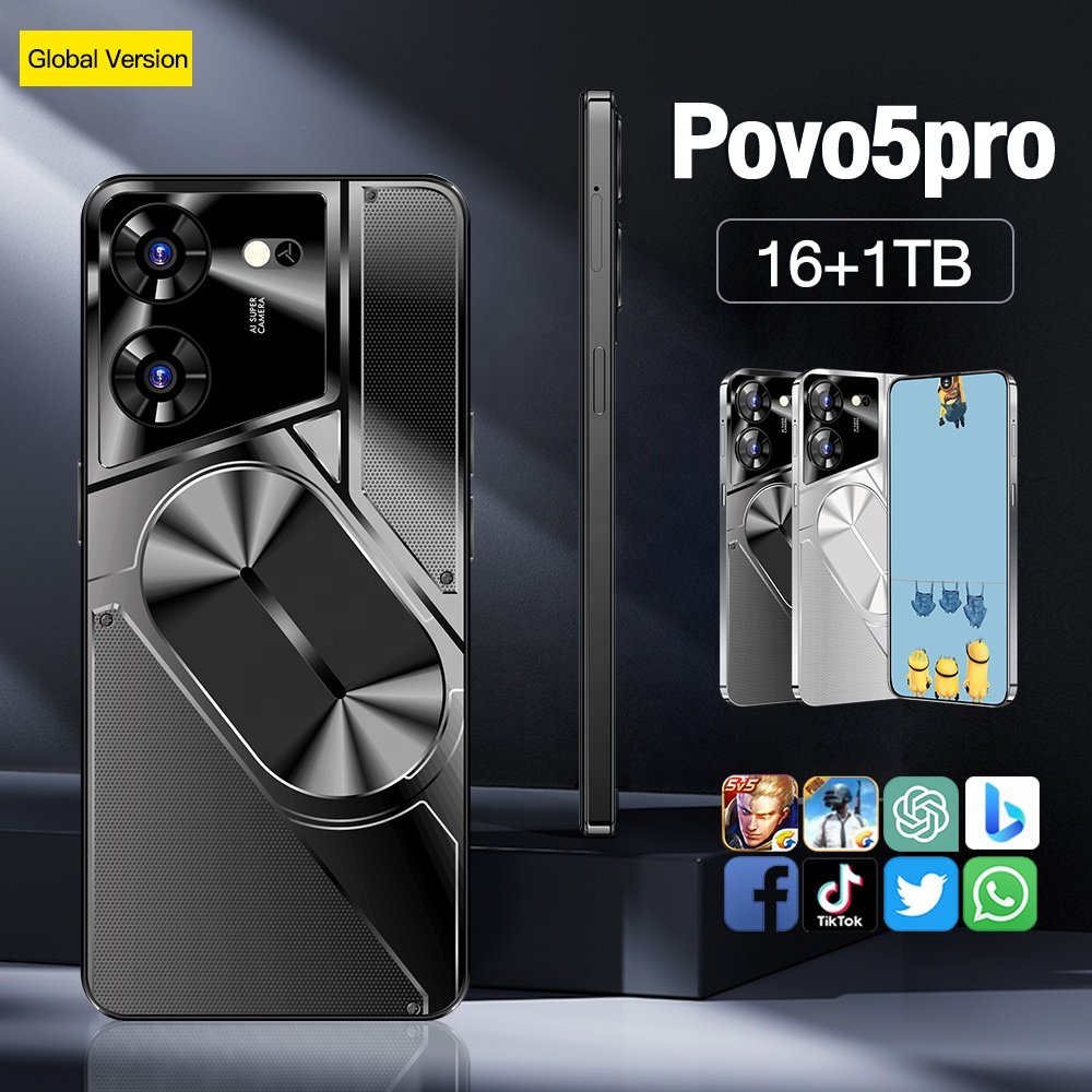 Original pova 5 pro 5g 7.3 Inch 5G Smartphone 16GB+1TB 6800 mAh povo Android 13.0 Mobile Phone tecno phone