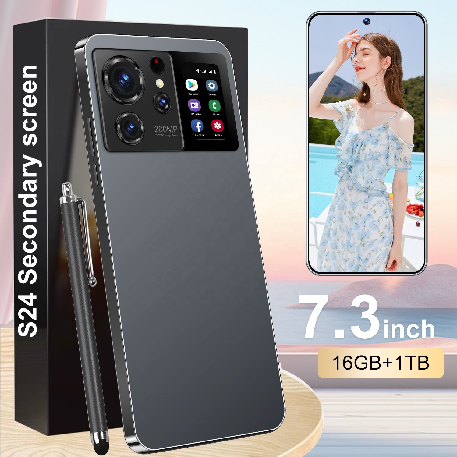 Hot Selling S24 Ultra Original Mobilephone 16GB+1TB 72MP+108MP Face Unlock Full Display Android 13 Cellphone 5G Smartphone