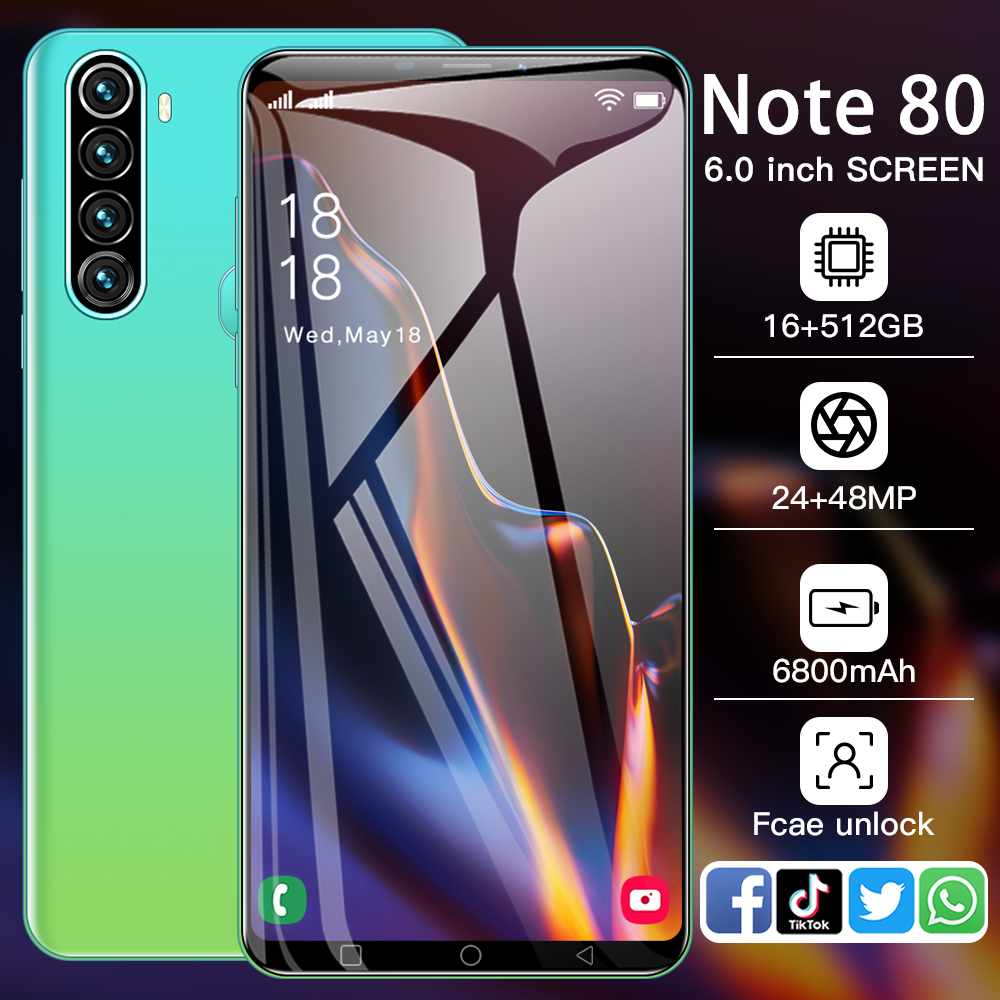 5G Smart Phone Medome Brand New Amsung Galaxay Note 80 Original 16G 512G 6.0inch Mobile Phone Android Celular Telefon Low Price