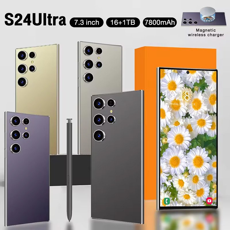 Y Cellphone 0riginal S24 Ultra 16gb+1tb Smartphone 7.3inch Unlocked Dual Card 5g Phones Android 14.0 Mobile Phones 1TB