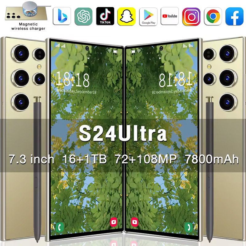 Y Cellphone 0riginal S24 Ultra 16gb+1tb Smartphone 7.3inch Unlocked Dual Card 5g Phones Android 14.0 Mobile Phones 1TB