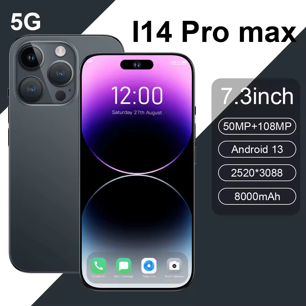 China Smart mobile phone 7.3 inch Clone 14 Pro max 4G 5G smartphone unlocked Dual Sim Card Cheap 15 Pro Max android cell phone