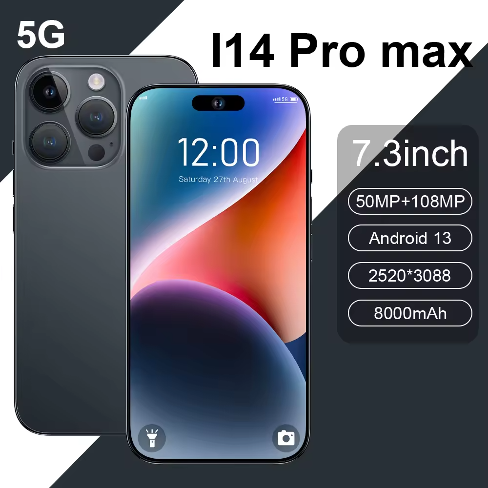 China Smart mobile phone 7.3 inch Clone 14 Pro max 4G 5G smartphone unlocked Dual Sim Card Cheap 15 Pro Max android cell phone