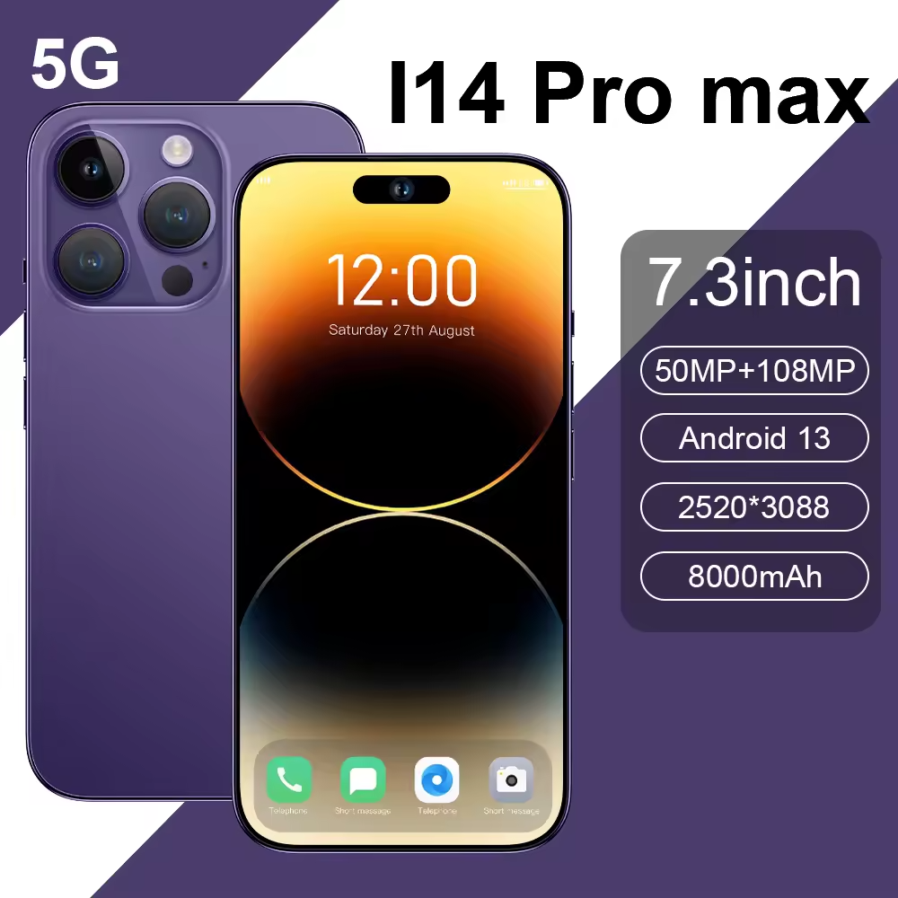 China Smart mobile phone 7.3 inch Clone 14 Pro max 4G 5G smartphone unlocked Dual Sim Card Cheap 15 Pro Max android cell phone