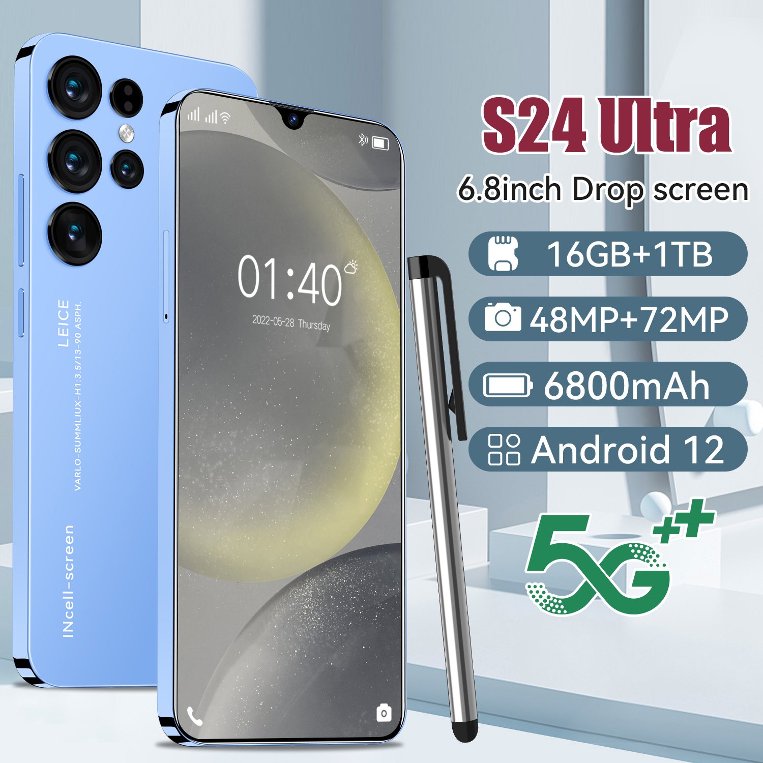High Quality Original S24 Smartphone S24 Galaxy S24 Ultra Smart Phone Unlocked 4g 5g Clone Cellphone 7.3inch