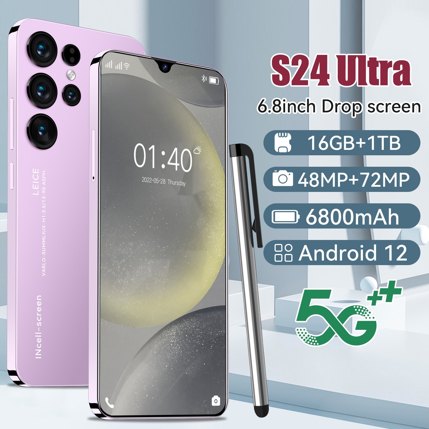 High Quality Original S24 Smartphone S24 Galaxy S24 Ultra Smart Phone Unlocked 4g 5g Clone Cellphone 7.3inch