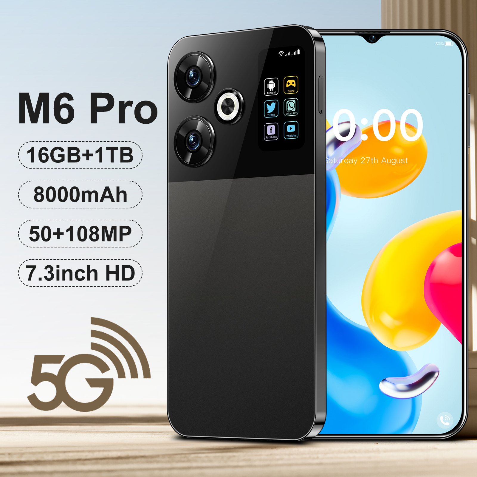 Original M6 Pro Gaming Phone - 16GB RAM 1TB Storage 4G/5G Support