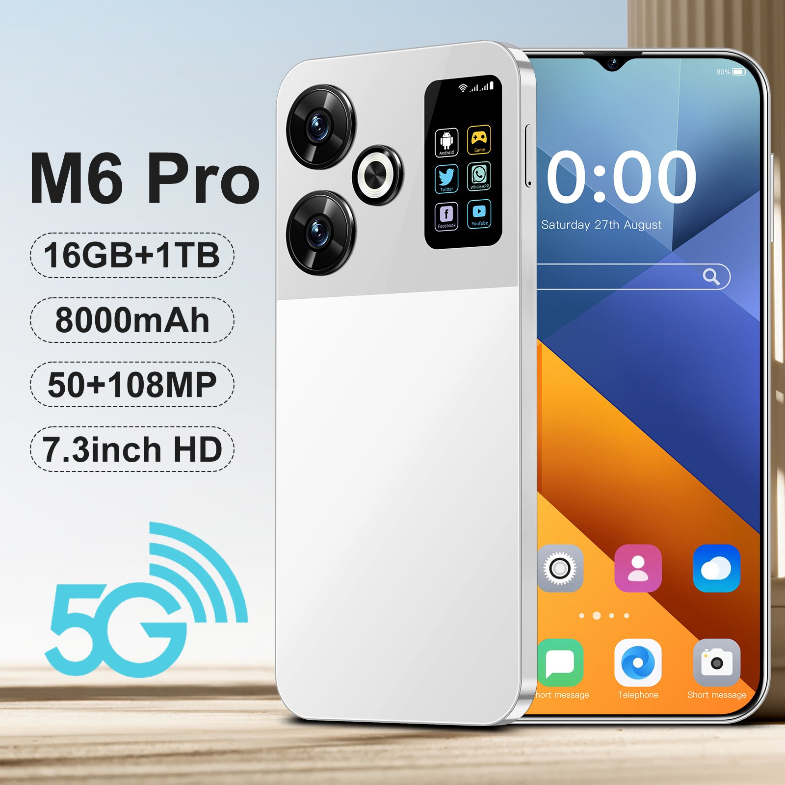 Original M6 Pro Gaming Phone - 16GB RAM 1TB Storage 4G/5G Support
