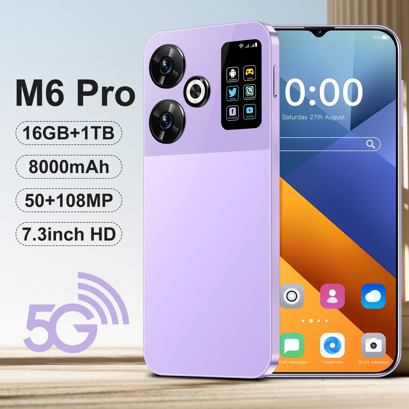 Original M6 Pro Gaming Phone - 16GB RAM 1TB Storage 4G/5G Support