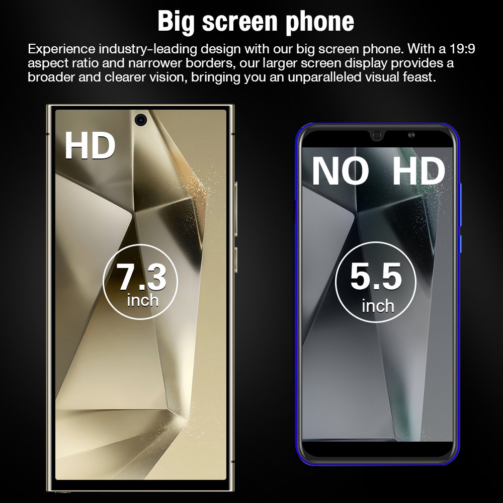 Cheap 5G Smartphone S24 Ultra Phone 7.3 Inch 6GB+128GB 72MP+108MP Gaming Mobile Phones Global Version GPS navigation Cell Phone