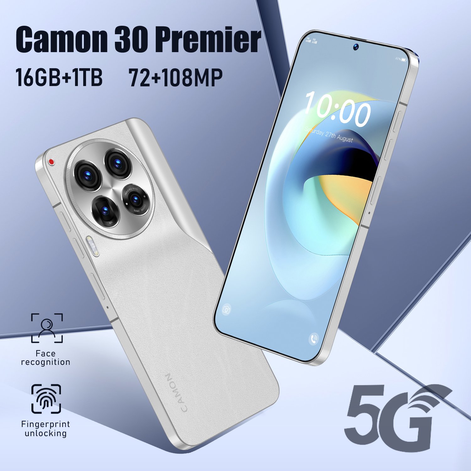 New Global Camon30 Premie Cell Phone 7.3 Inch Big Screen 5G Smartphone 16GB+1TB Dual SIM Android Mobile Phone Camon30 Premie