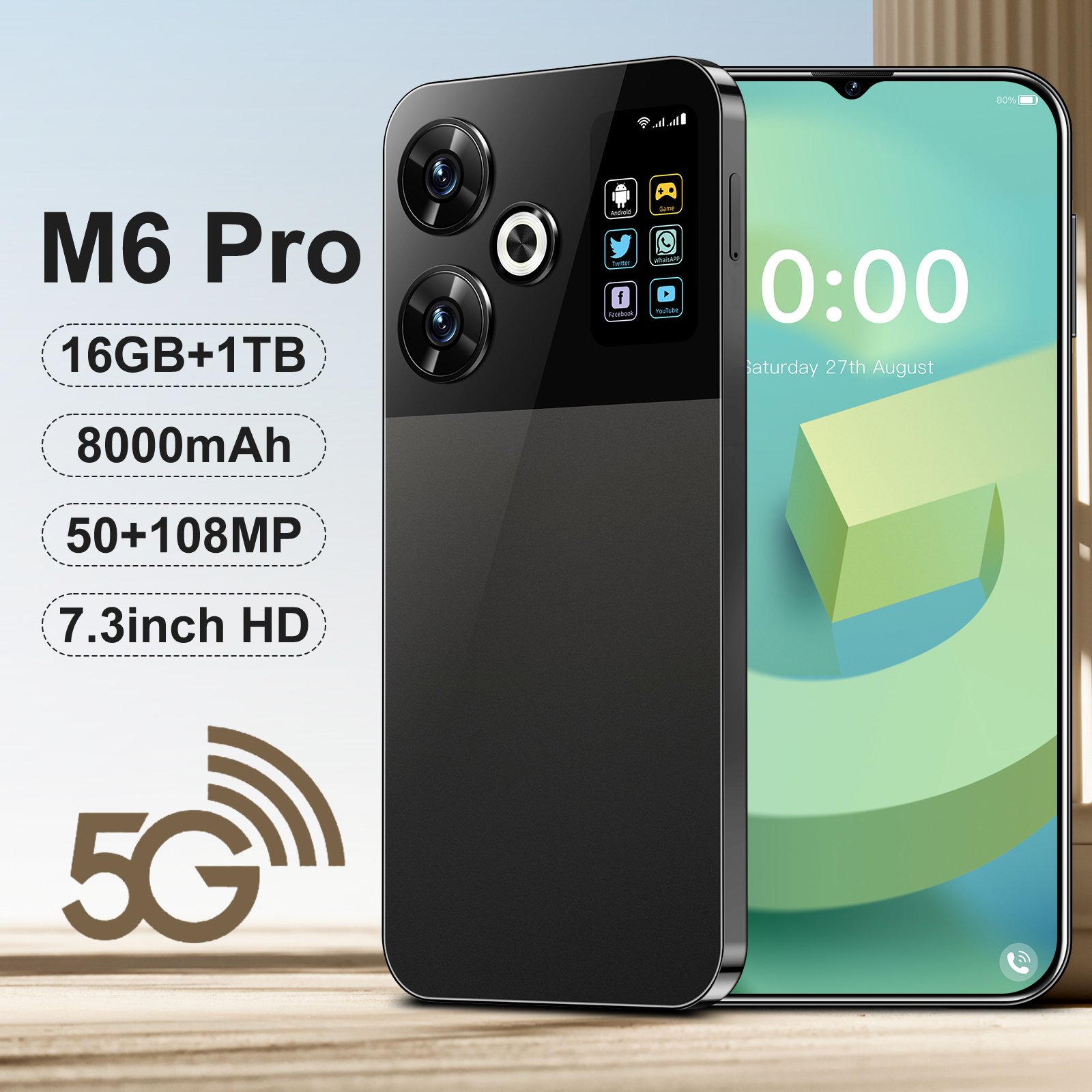 M6 Pro Gaming Smartphone - 16GB RAM 1TB ROM Cheap 4G/5G OEM Device