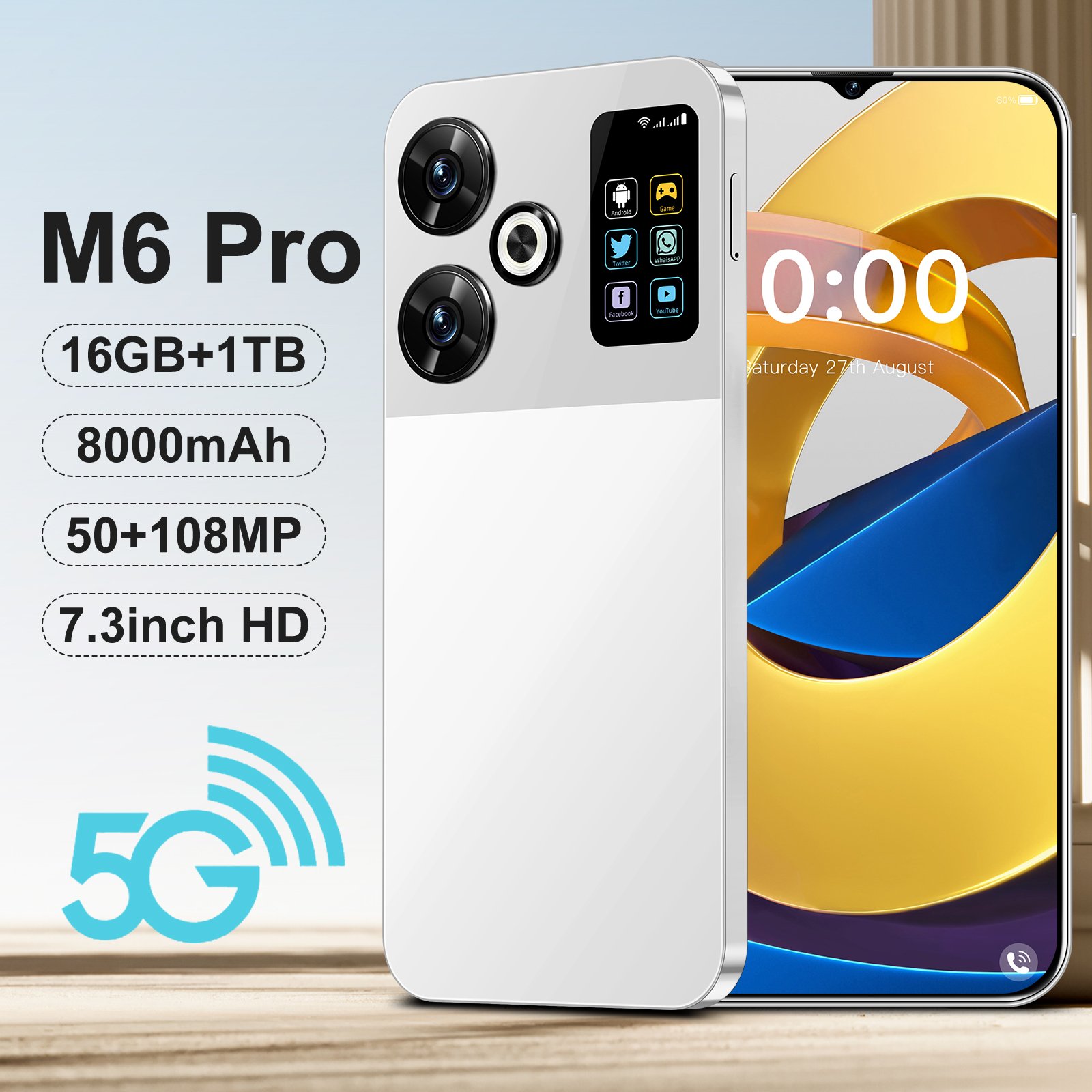 M6 Pro Gaming Smartphone - 16GB RAM 1TB ROM Cheap 4G/5G OEM Device