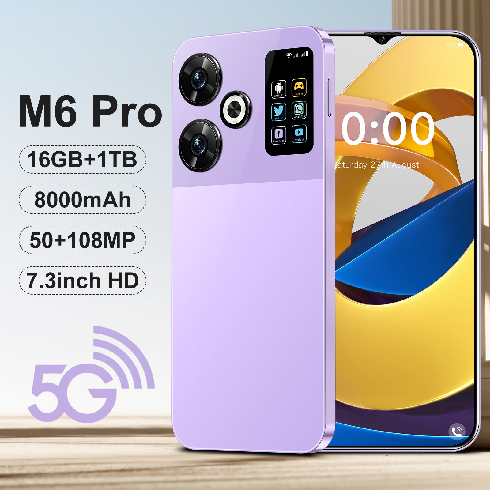 M6 Pro Gaming Smartphone - 16GB RAM 1TB ROM Cheap 4G/5G OEM Device