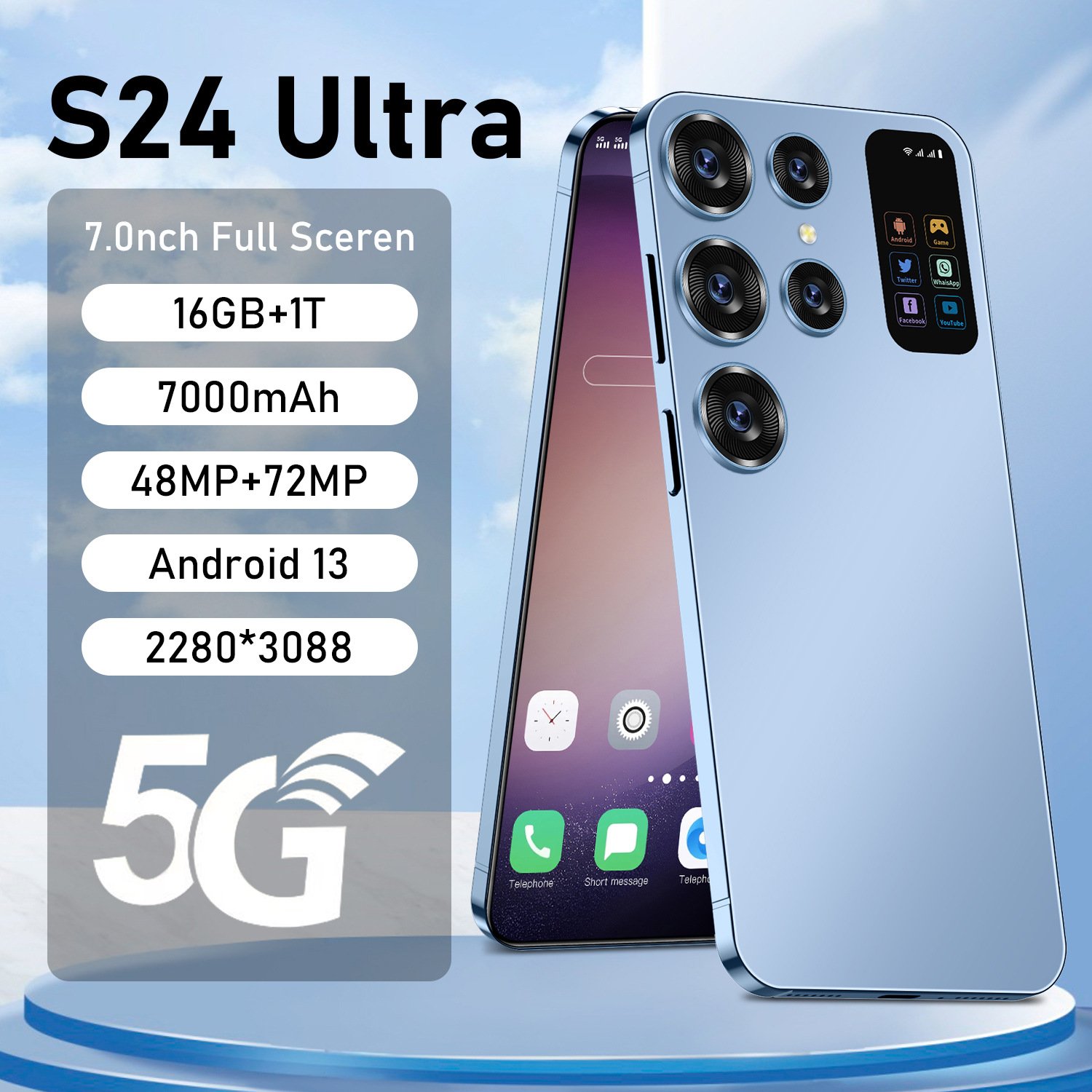 Hot Selling gaming S24 Ultra Cellphone 16GB+1TB Smartphone Smart Phone HD OEM New Smartphone Unlocked Dual Card 5G