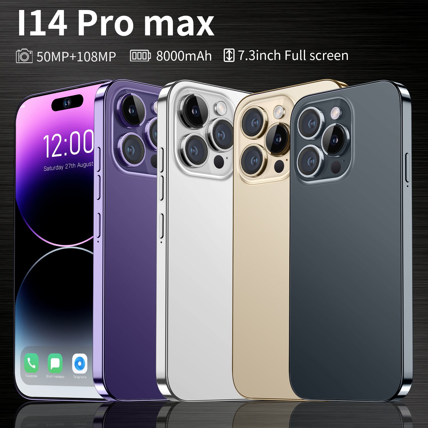 Original i For Phone 14 Pro Max 5G Smartphone Cell Phone 12GB+512GB Smartphone Telefone i14 Android Feature Gaming Mobile Phones