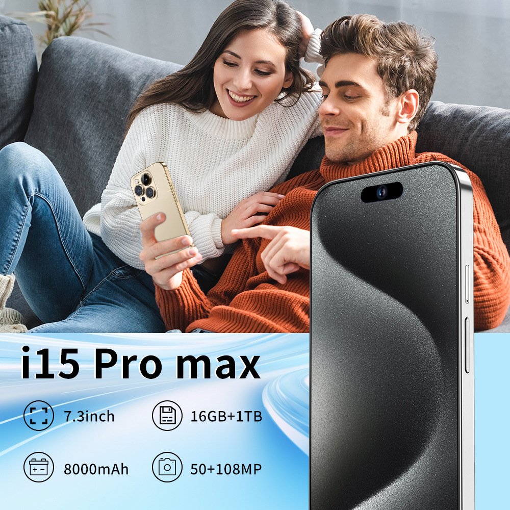 15 Pro Max 7.3inch Android 16gb+1tb Mobile Cell Phone Android 13 Smartphone Unlocked Mobile Phones For I15
