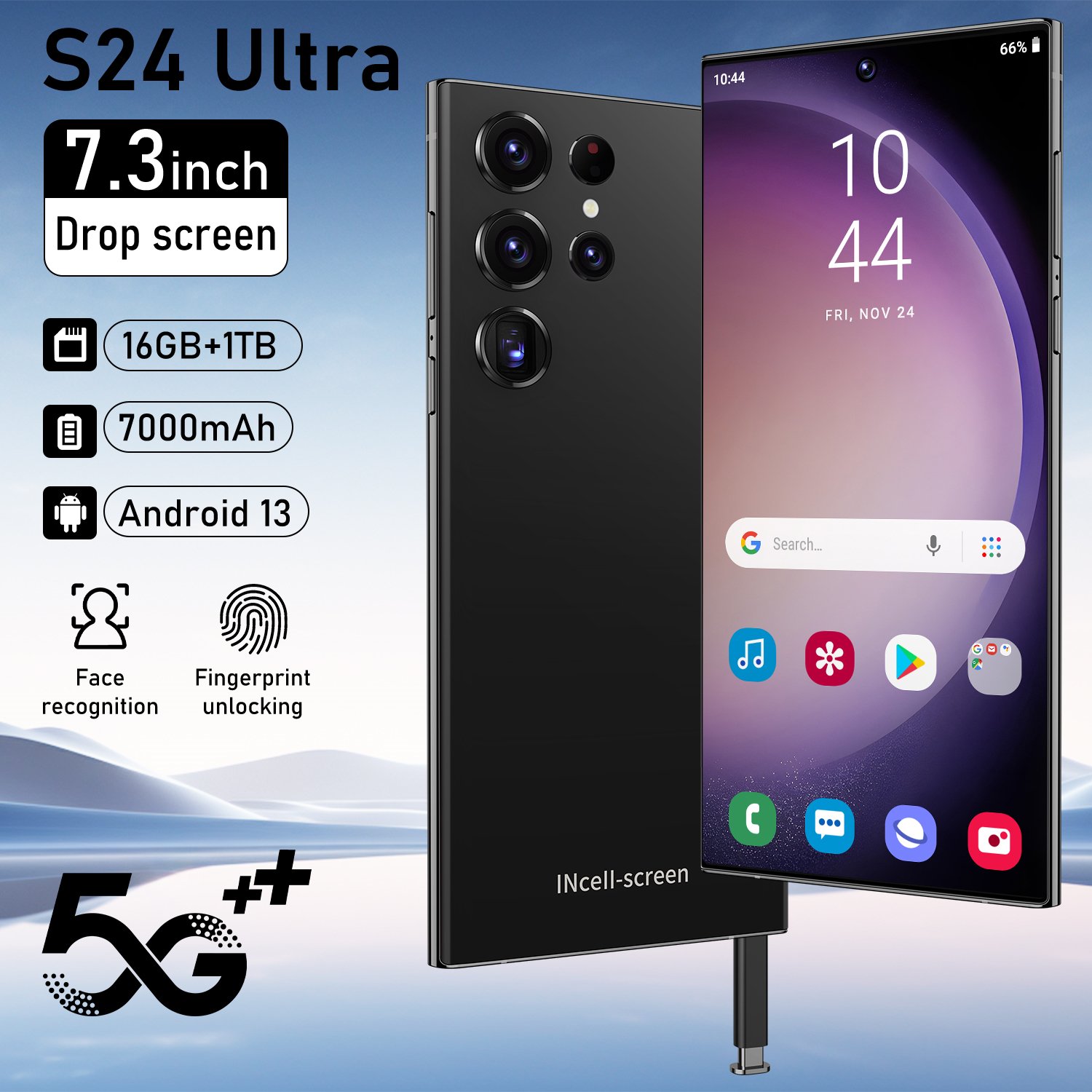 Manufacturer wholesales gaming 5G-smartphones with dual SIM dual standby 16GB+1TB storage and a supports face recognition