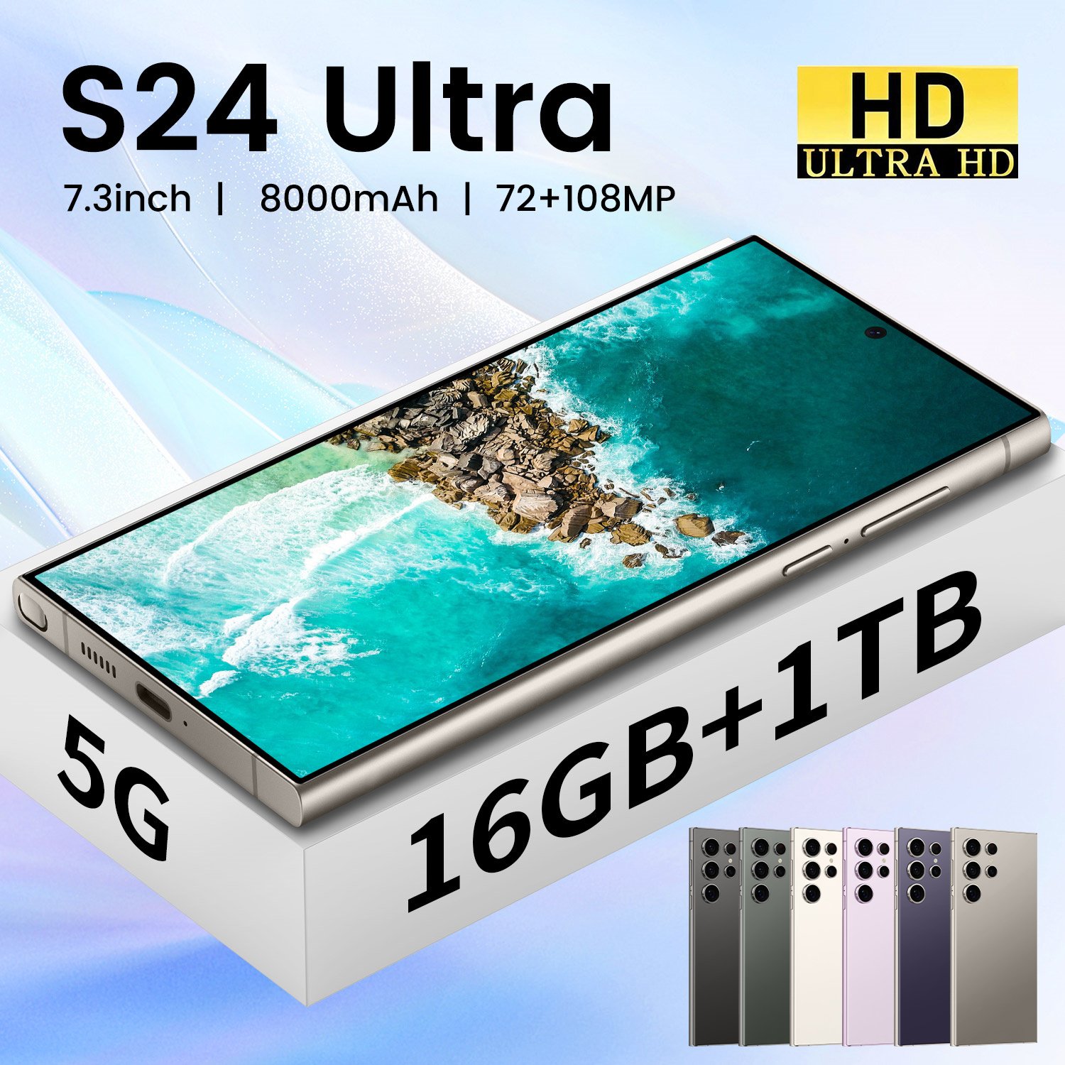 2024 S24 Ultra High Quality for Samsung 5G Smartphone 7800mah 78MP+108MP 16GB+1TB Android 14 Low Price 3G 4G Mobile Phone