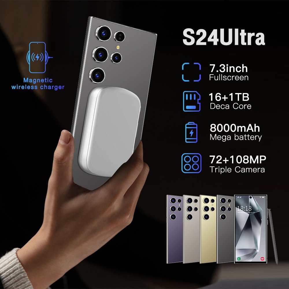 Good selling Custom S24 Ultra Unlocked mobile phones Big Screen 5G smartphone 16gb + 1TB Android13 Dual SIM Card handphone