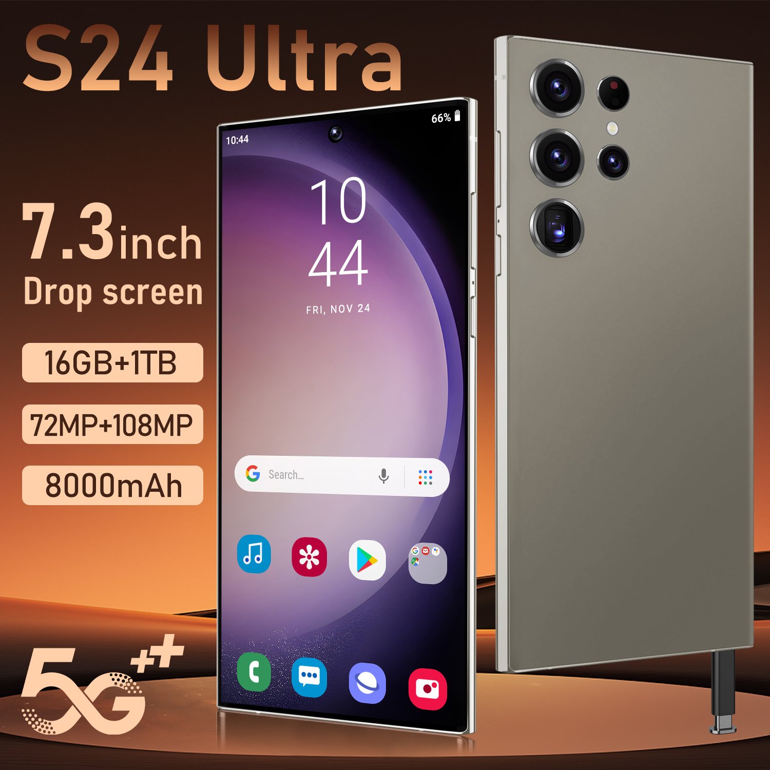 Fnban cheap selling S24 Ultra 5G Smartphone 6.8 Inch Display Unlocked Dual SIM Rear Smart mobile phone