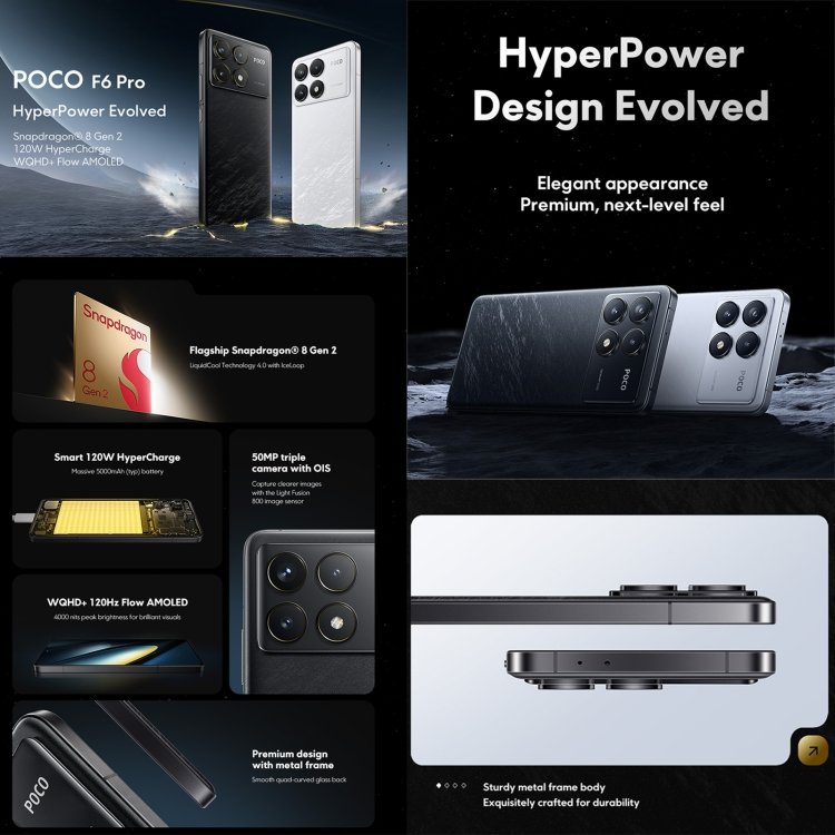 Original Xiaomi POCO F6 Pro Global Mobile Phone 12GB+256GB In-screen Fingerprint Telephone 6.67 inch 5G Smartphone