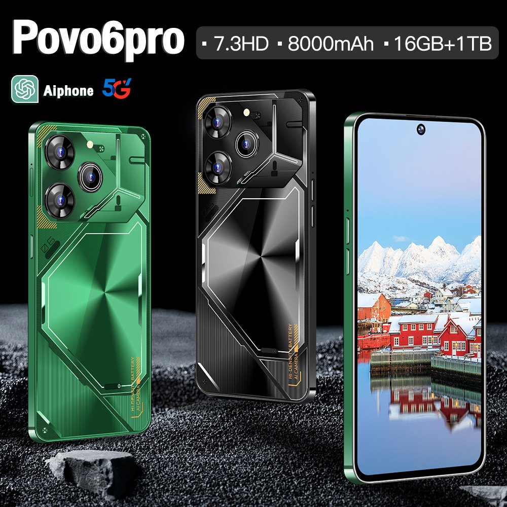 High quality original 7.3 Inch mobile Phone Pova 6 pro 5G Smartphone 6800 mAh 16GB+1TB Android 13.0 android phone