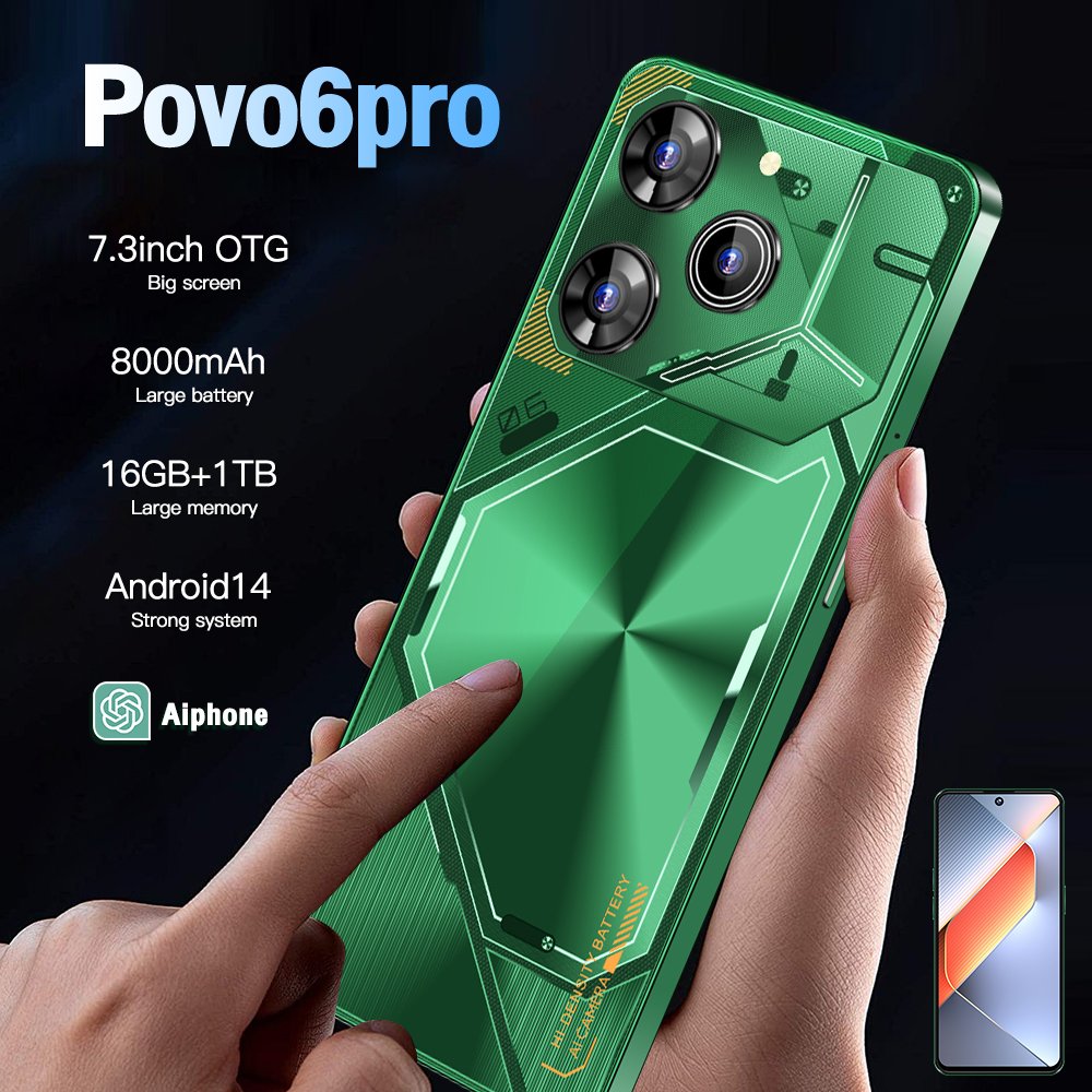 High quality original 7.3 Inch mobile Phone Pova 6 pro 5G Smartphone 6800 mAh 16GB+1TB Android 13.0 android phone