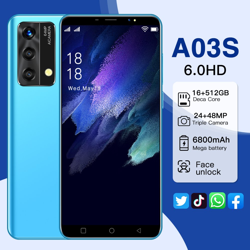 Cheap Brand-new A03S unlock 5G Smartphone 6.3 Inch Android GSM mobile phones Global Version cell phone