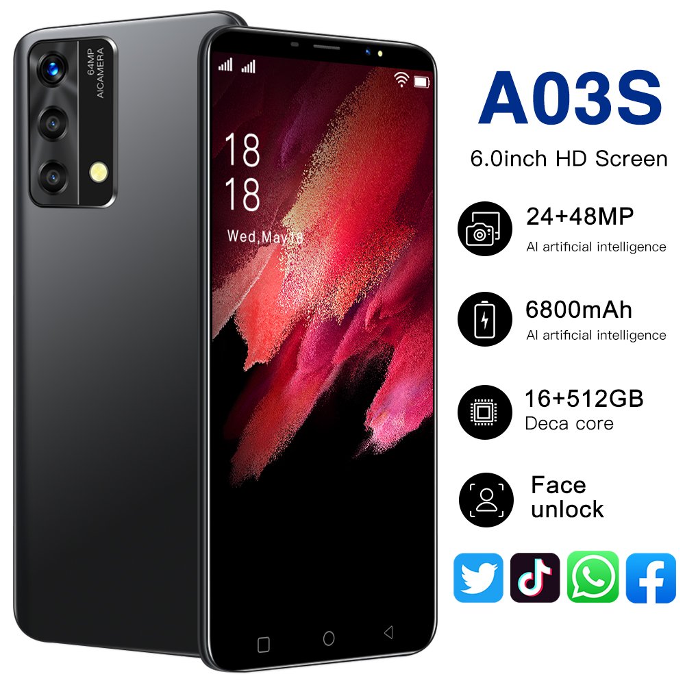 Cheap Brand-new A03S unlock 5G Smartphone 6.3 Inch Android GSM mobile phones Global Version cell phone