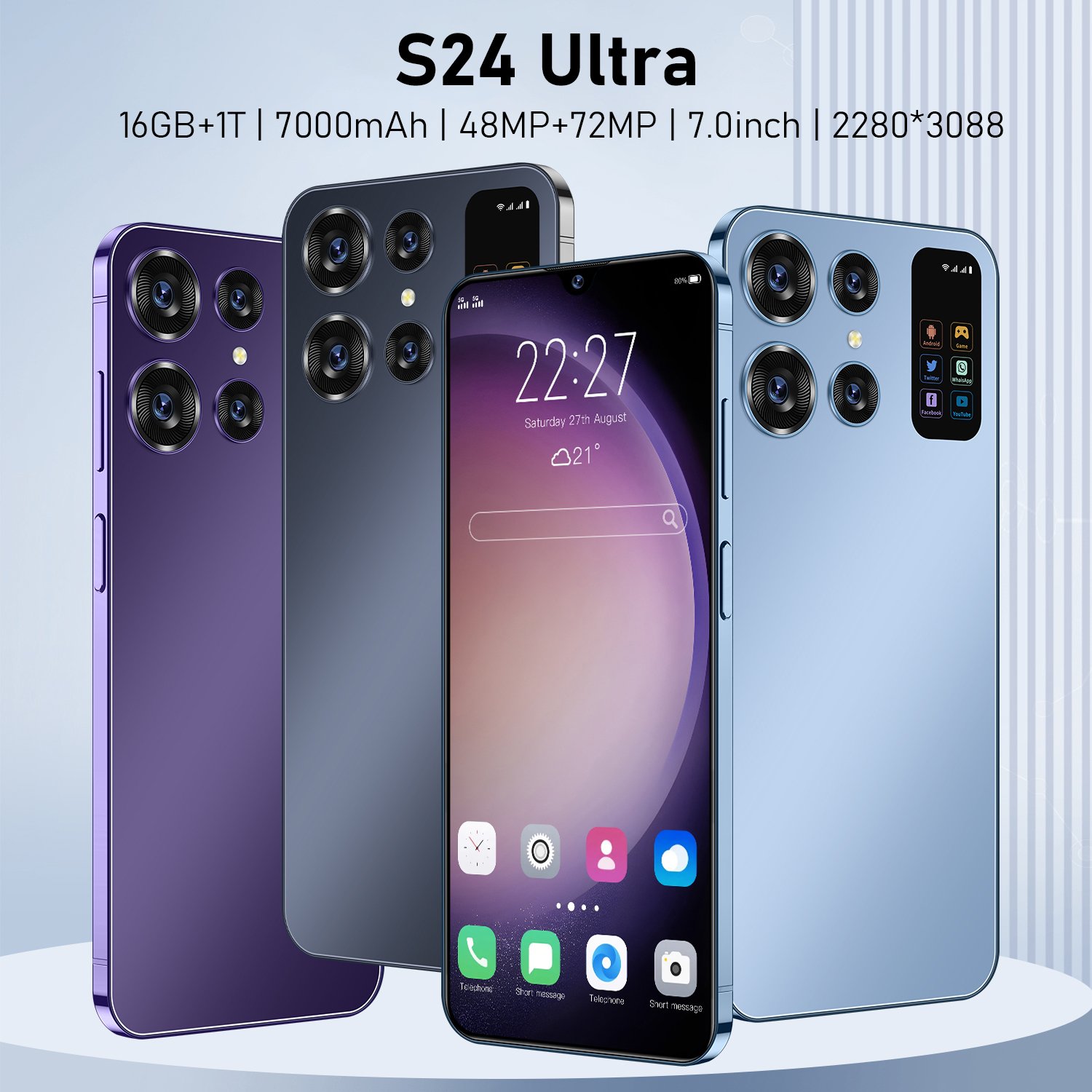New S24+ Ultra Phone 6.8 Inch 1TB 4G 5G Smartphone with Clone S24 ultra Ai Smartphone Dual SIM