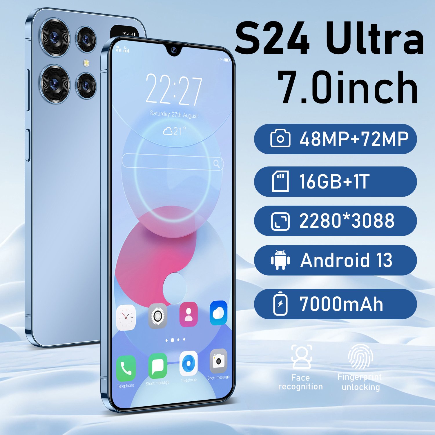 New S24+ Ultra Phone 6.8 Inch 1TB 4G 5G Smartphone with Clone S24 ultra Ai Smartphone Dual SIM