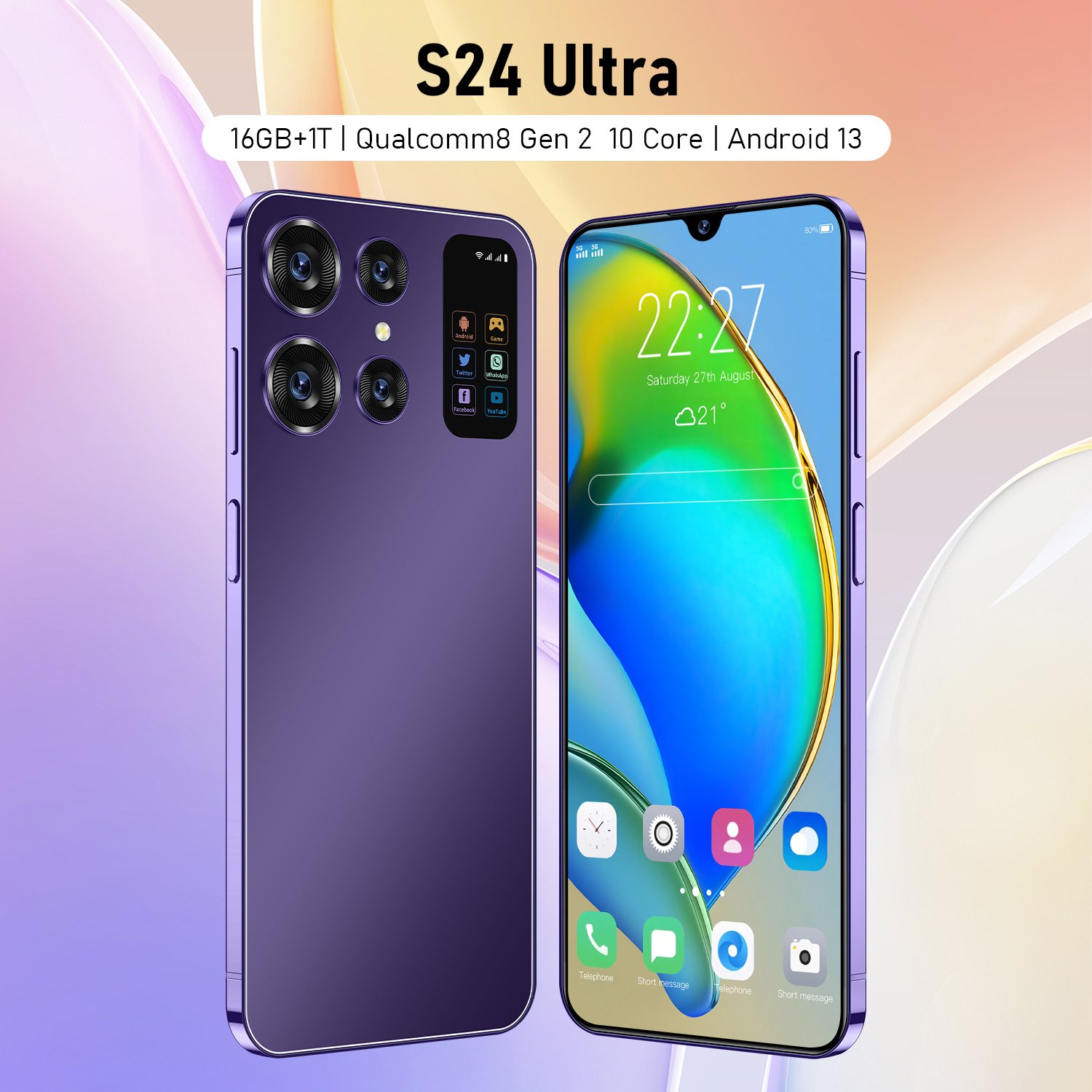 New S24+ Ultra Phone 6.8 Inch 1TB 4G 5G Smartphone with Clone S24 ultra Ai Smartphone Dual SIM