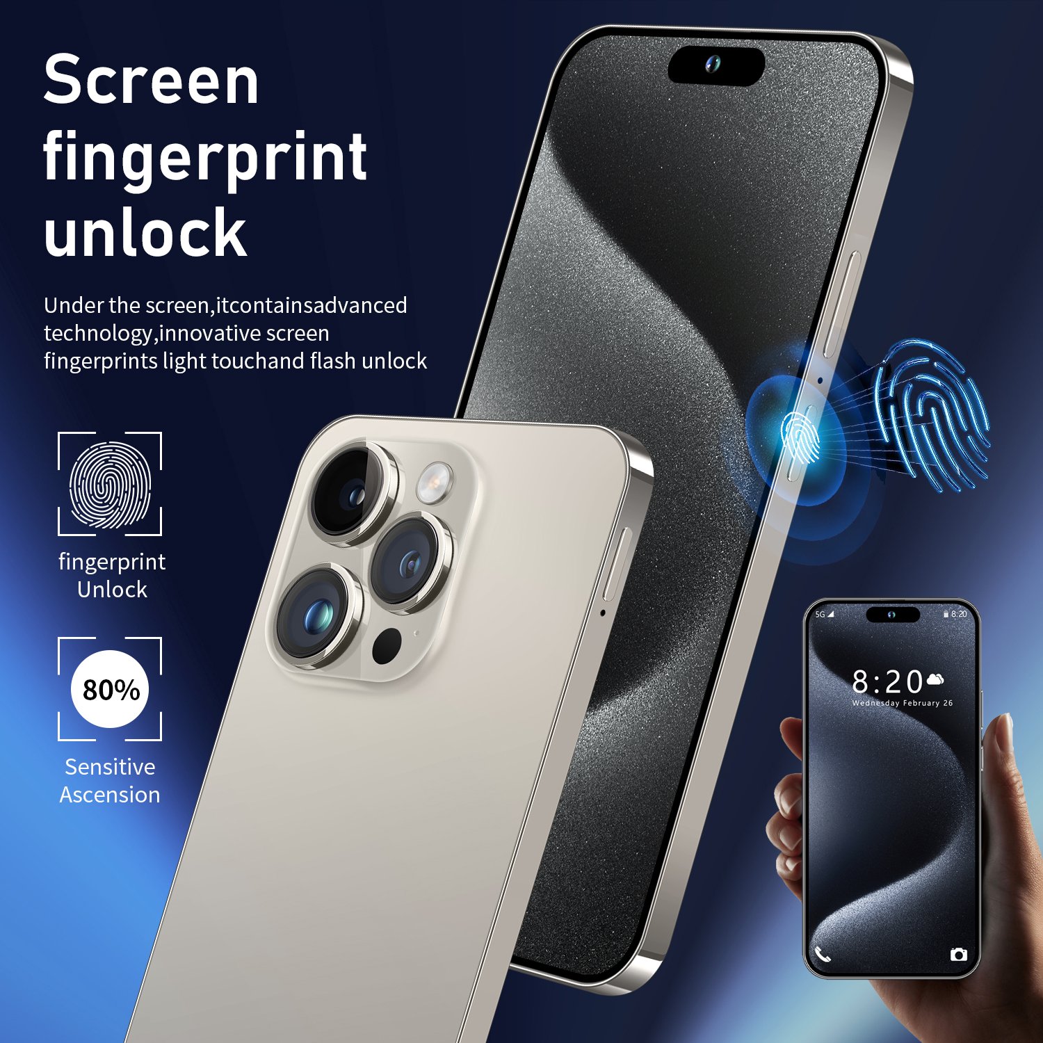 I for Phone 15 Pro Max Telefone Cell Cheap Mobile Phone 5G Smartphone Gaming Android Smartphone Feature Phone Original LED OEM