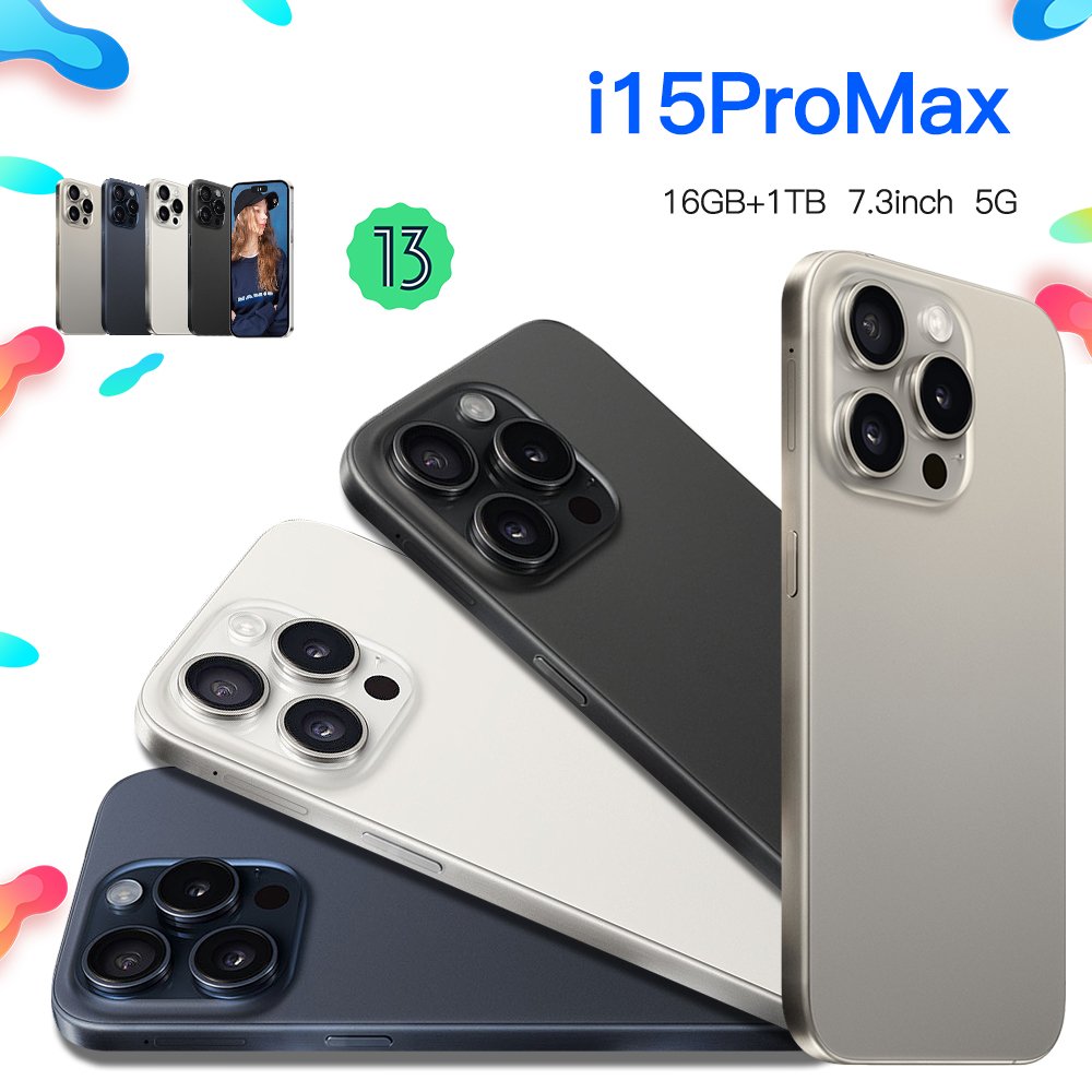 Unlocked Android i15 Clone - 15 Pro Max 5G Smartphone 6.7 16GB+1TB 2024 Edition