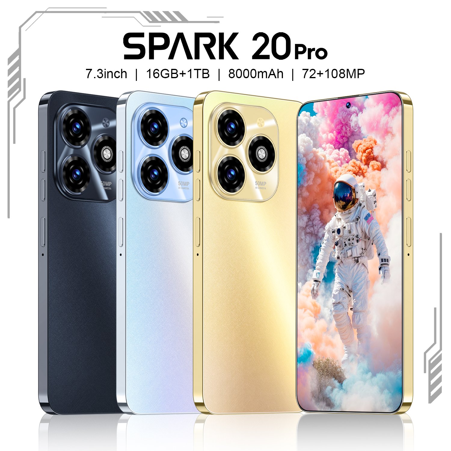 Original Cheap Phone Spark 20 Pro 5g Mobile Phones Android13.0 Hot Selling 16gb+1tb Tecno 10 Pro 10 Pro
